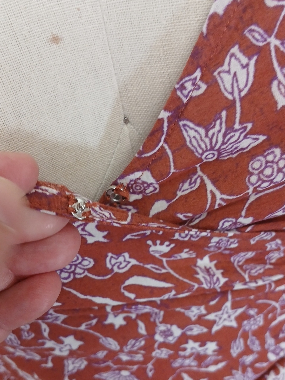 Madewell Rust Floral Wrap Blouse with Tie - Picture 6 of 9